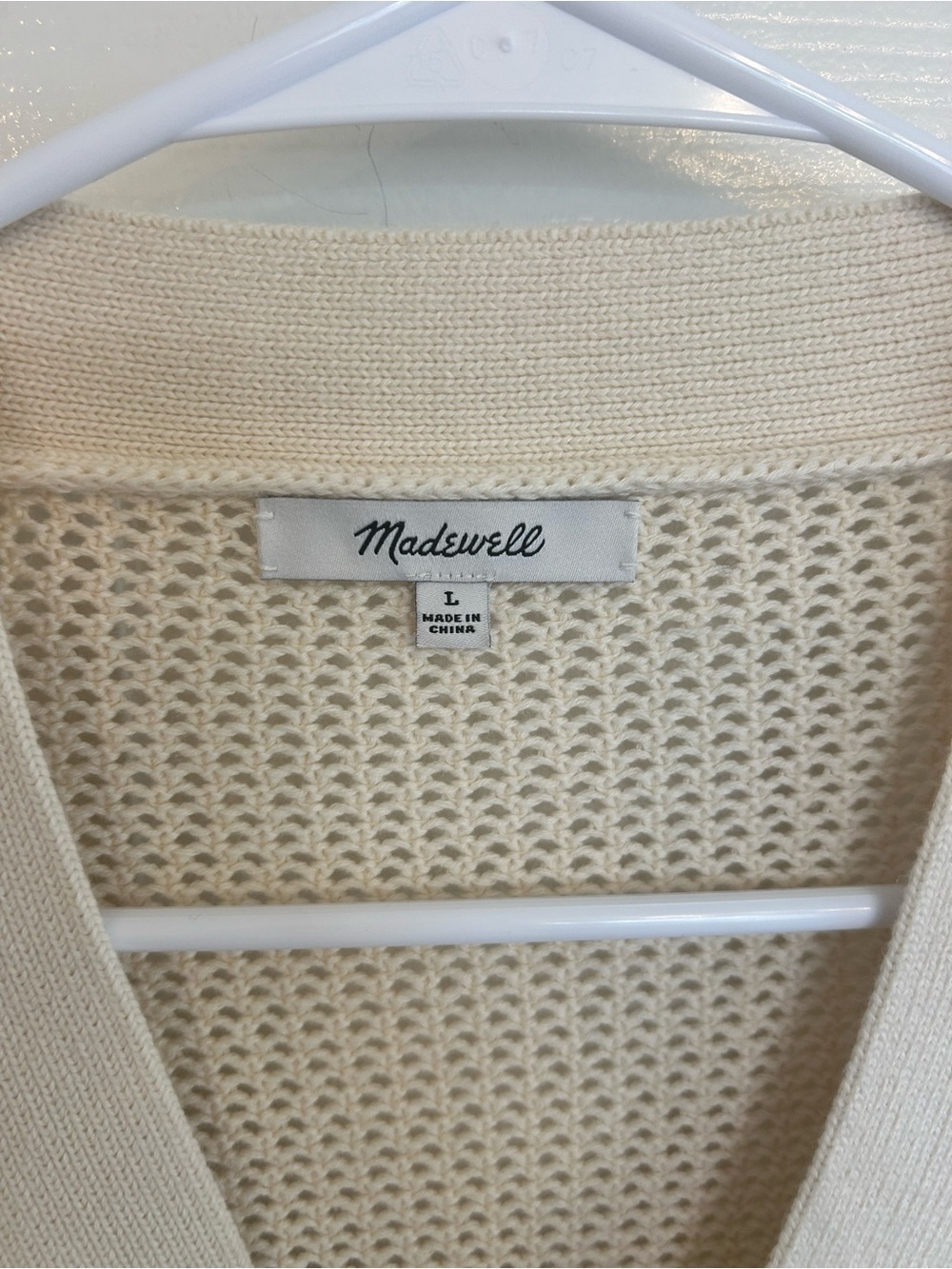 Madewell Cream Open-Knit Button Cardigan | Size L | Cozy Costal Grandma - Picture 2 of 5